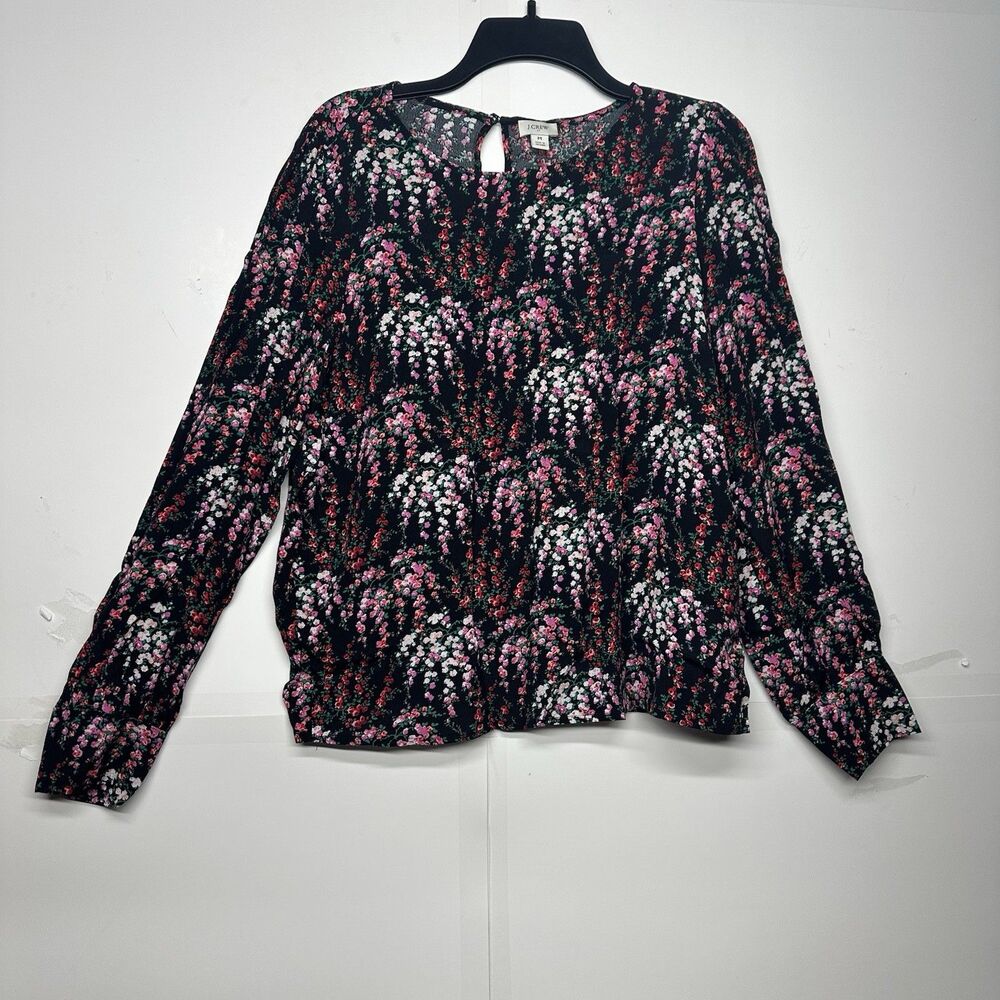 J. Crew Women’s Printed Puff-Sleeve Top Blouse Long Sleeve M
